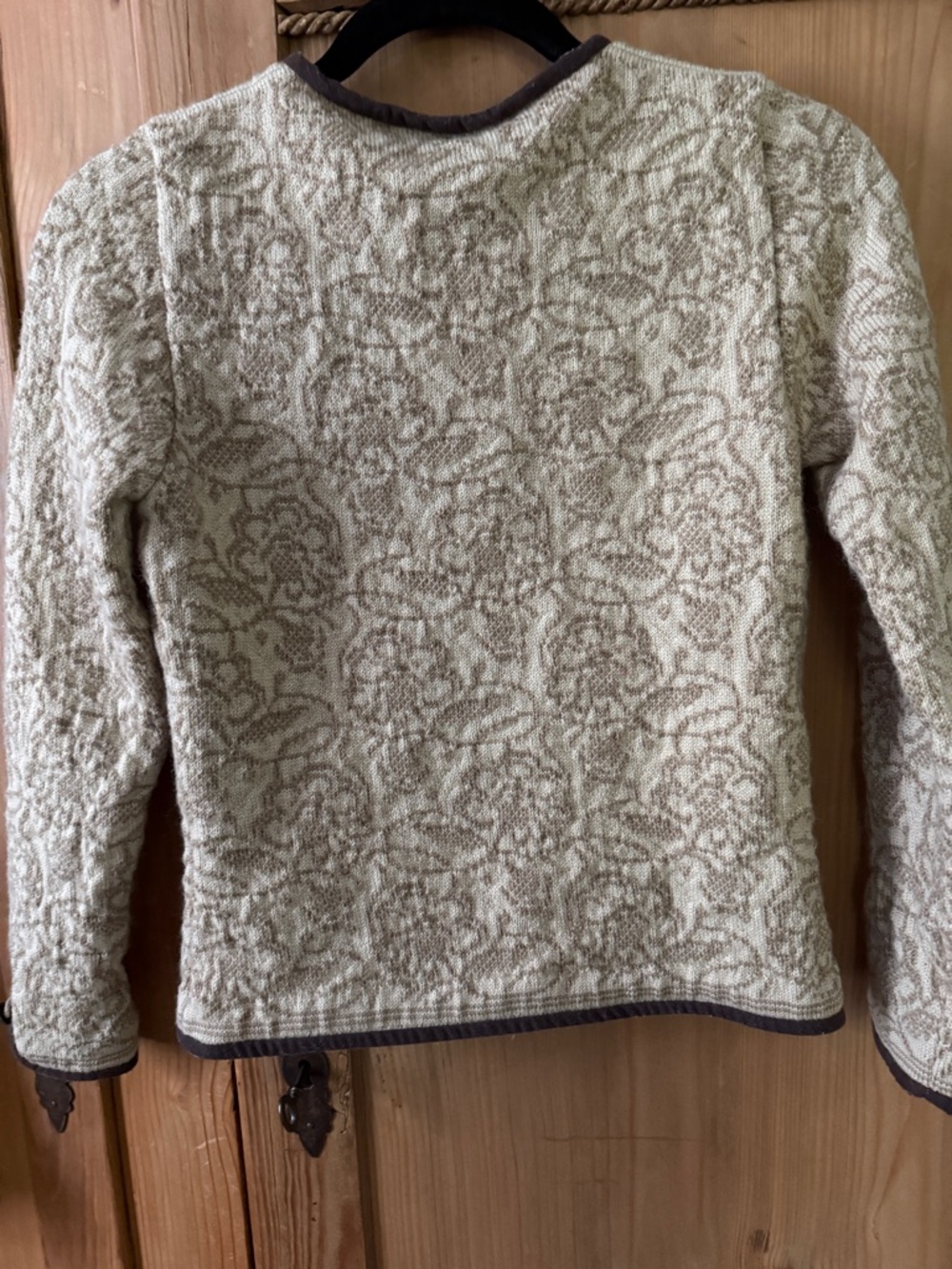 Dale of Norway Cream and Brown Patterned Wool Cardigan - Picture 5 of 8